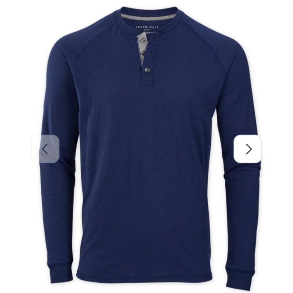 Boxercraft Men's Henley Long Sleeve Tee size XXL NWT Navy Blue